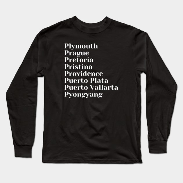 Cities starting with the letter, P, Pin, Tote, Mug Long Sleeve T-Shirt by DeniseMorgan